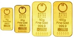 Münze Österreich aranyrúd típusok